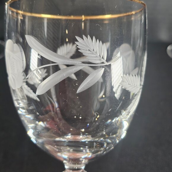 Royal Doulton Country Rose Gold Rim Crystal Tea Wine And Water Stemmed Glassware - Picture 7 of 12